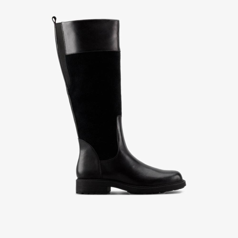 NEW CLARKS women's orinoco 2 hi boots in black warmlined leather